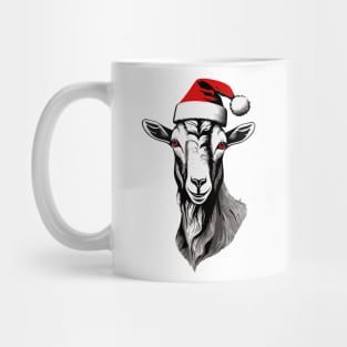 Christmas Goat with Santa Hat Mug